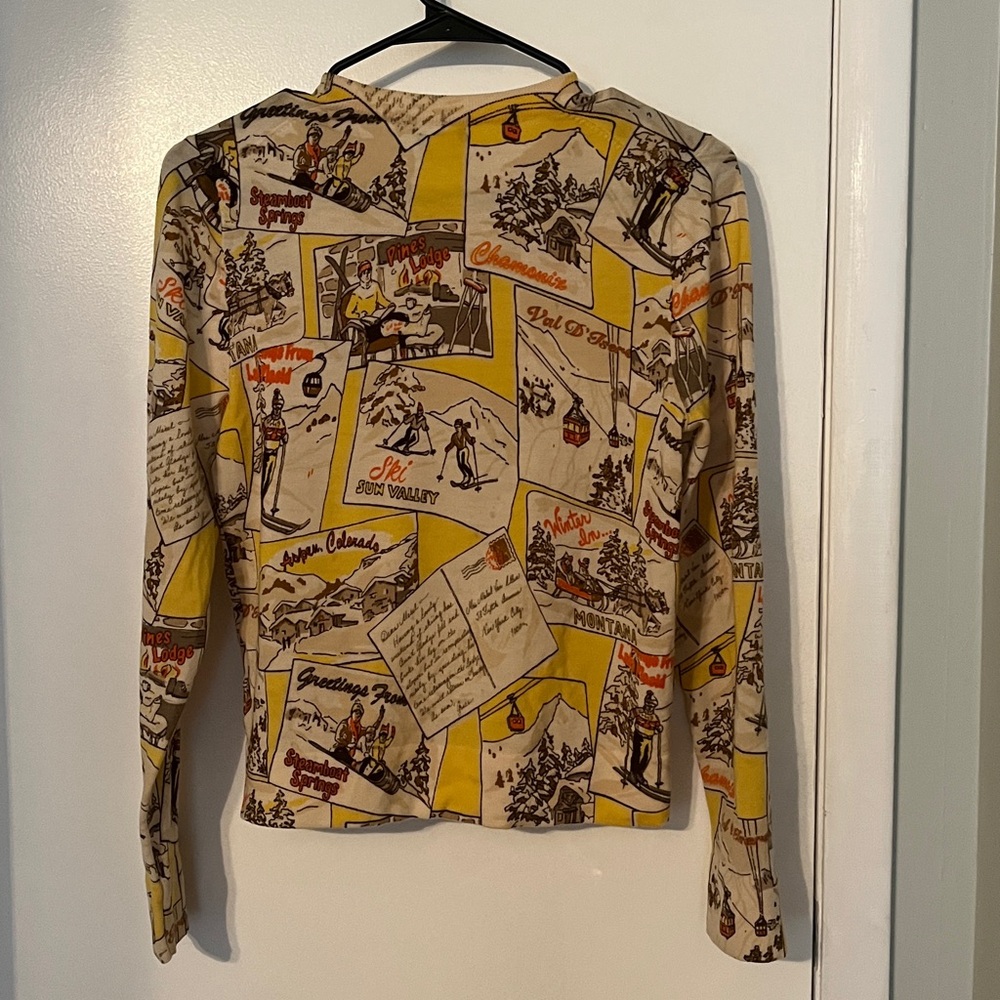 Vintage J. Crew postcard print Wool Cardigan - Picture 2 of 5